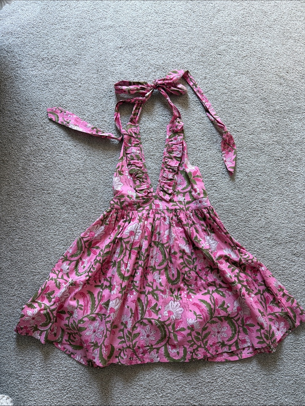 FANCY Pink Floral Tie-Neck Sundress